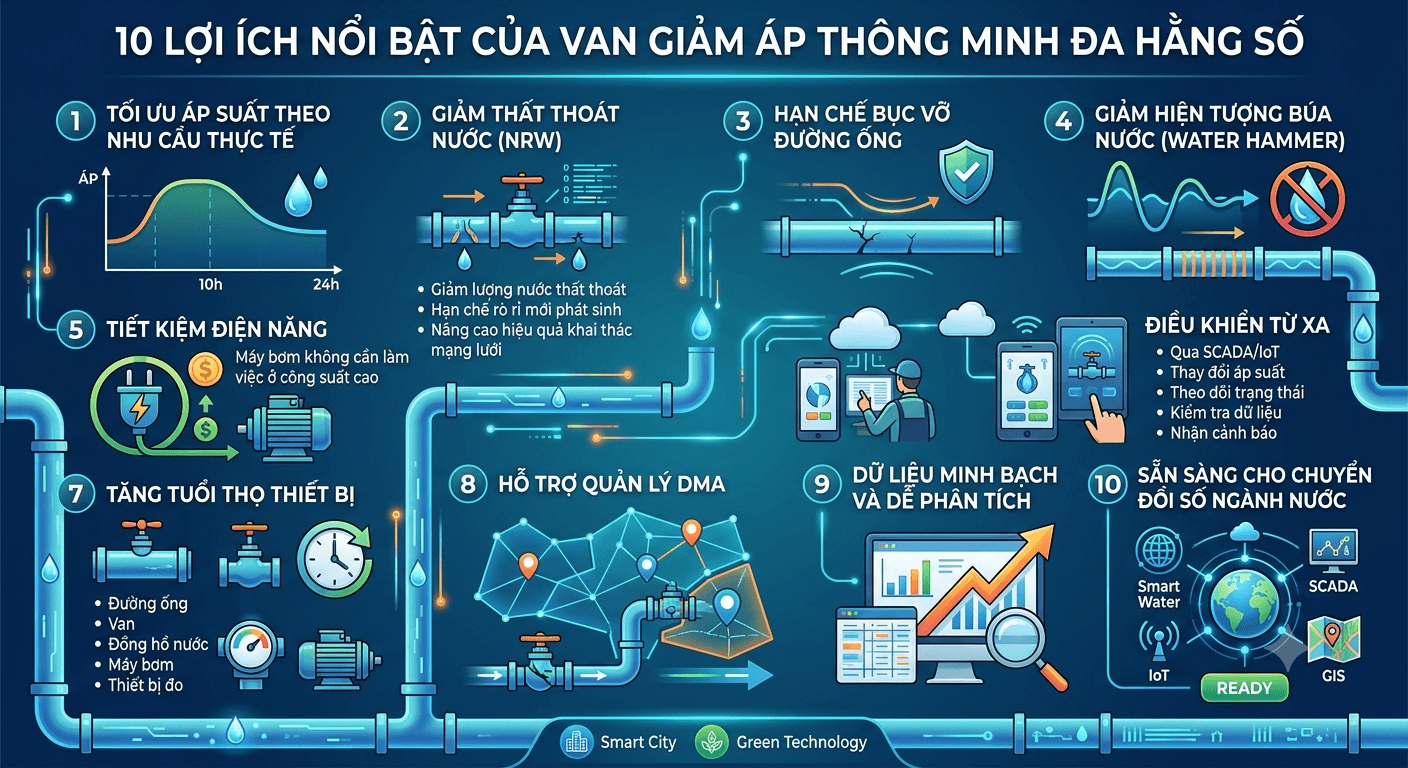 CẤU TẠO, LỢI ÍCH VÀ SO SÁNH VAN GIẢM ÁP THÔNG MINH ĐA HẰNG SỐ